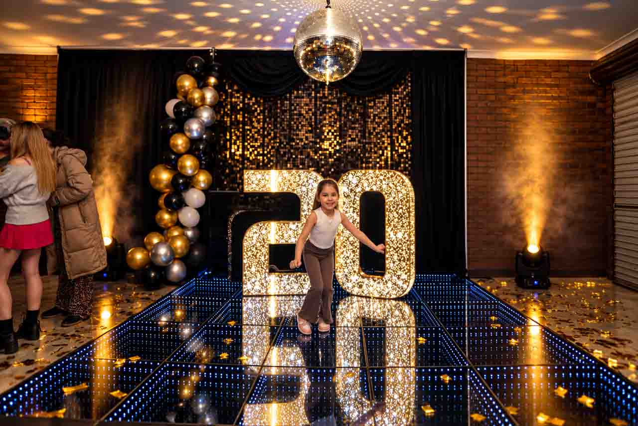 Luxury LED dance floor and illuminated numbers