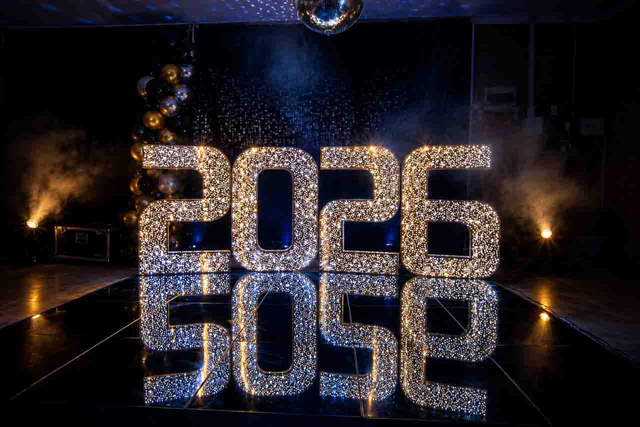 Golden spark effects at a luxury event